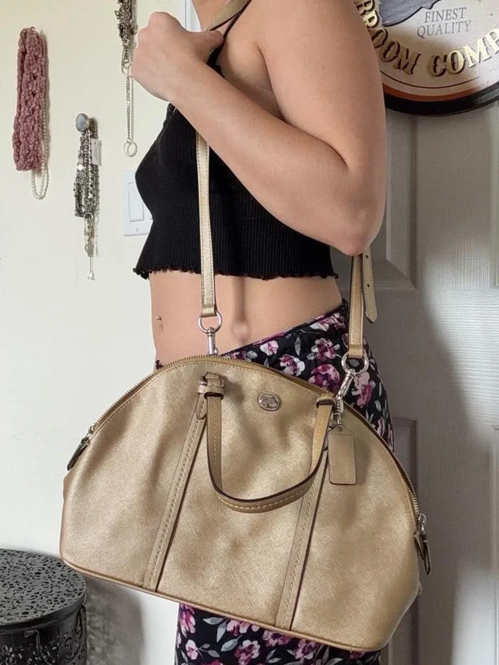 Coach Metallic Gold Dome Satchel